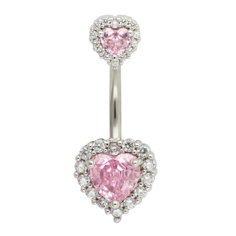 Heart Navel Ring Surgical Stainless Steel CZ Belly Piercing Jewelry