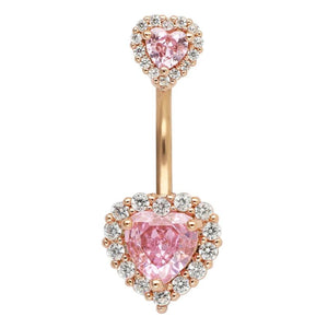 Heart Navel Ring Surgical Stainless Steel CZ Belly Piercing Jewelry