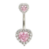 Heart Navel Ring Surgical Stainless Steel CZ Belly Piercing Jewelry