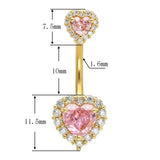 Heart Navel Ring Surgical Stainless Steel CZ Belly Piercing Jewelry