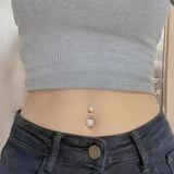 Heart Navel Ring Surgical Stainless Steel CZ Belly Piercing Jewelry