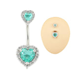 Heart Navel Ring Surgical Stainless Steel CZ Belly Piercing Jewelry