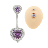 Heart Navel Ring Surgical Stainless Steel CZ Belly Piercing Jewelry