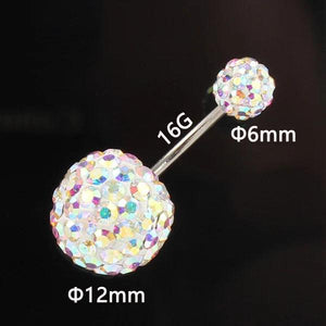 Aurora Pink Stainless Steel Belly Ring Navel Bar 16G