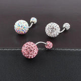 Aurora Pink Stainless Steel Belly Ring Navel Bar 16G