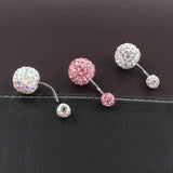 Aurora Pink Stainless Steel Belly Ring Navel Bar 16G