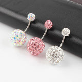 Aurora Pink Stainless Steel Belly Ring Navel Bar 16G