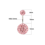 Aurora Pink Stainless Steel Belly Ring Navel Bar 16G