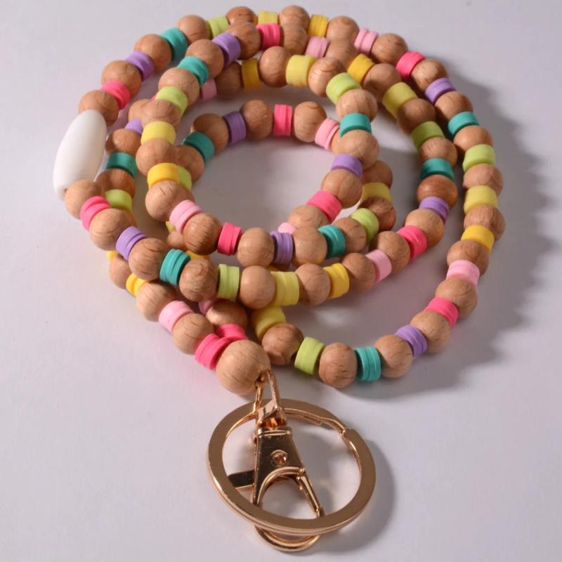 Smile Clay Beads Necklace Keychain Pendant for Women Girls