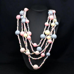 Vintage Multilayer Beads Ethnic Tassel Bib Necklace