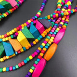 Vintage Multilayer Beads Ethnic Tassel Bib Necklace