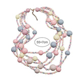 Vintage Multilayer Beads Ethnic Tassel Bib Necklace