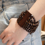 Bohemian Wood Beads Bracelet for Women Vintage Bangle