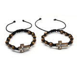 Cross Bracelet Pine Beads Weaving Knot Rosary Saint