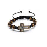 Cross Bracelet Pine Beads Weaving Knot Rosary Saint