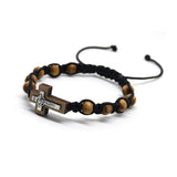Cross Bracelet Pine Beads Weaving Knot Rosary Saint