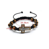 Cross Bracelet Pine Beads Weaving Knot Rosary Saint