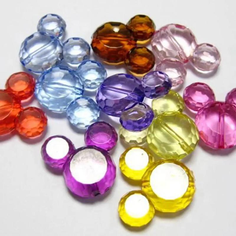 Mixed Colour Acrylic Mouse Charm Beads 36mm