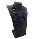 Bohemia Necklace Purple Beads Wood Pendant Long Layer