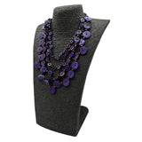 Bohemia Necklace Purple Beads Wood Pendant Long Layer