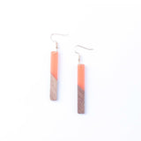 Wood Resin Bar Dangle Earrings Minimalism Jewelry Girl Gift