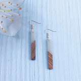 Wood Resin Bar Dangle Earrings Minimalism Jewelry Girl Gift