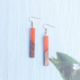 Wood Resin Bar Dangle Earrings Minimalism Jewelry Girl Gift