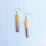 Wood Resin Bar Dangle Earrings Minimalism Jewelry Girl Gift