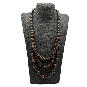 Bohemian Ethnic Style Wooden Brown Beaded Necklace for Women