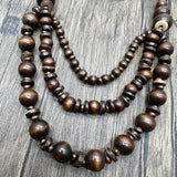 Bohemian Ethnic Style Wooden Brown Beaded Necklace for Women