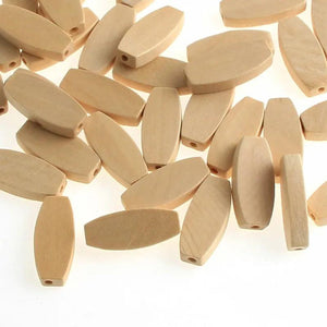 40Pcs 26x11x5mm Flat Wooden Beads for Jewelry Making DIY Rattle Necklace