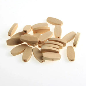 40Pcs 26x11x5mm Flat Wooden Beads for Jewelry Making DIY Rattle Necklace