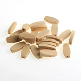 40Pcs 26x11x5mm Flat Wooden Beads for Jewelry Making DIY Rattle Necklace