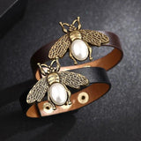 Vintage Leather Wrap Bracelet with Charm Wood Beads