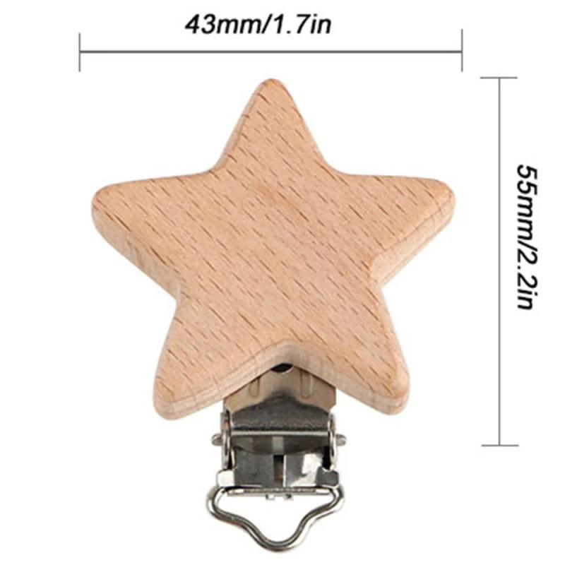 Kovict 5Pcs Beech Wooden Clips DIY Pacifier Chain Crafts Accessories