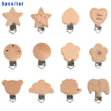 Kovict 5Pcs Beech Wooden Clips DIY Pacifier Chain Crafts Accessories