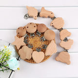 Kovict 5Pcs Beech Wooden Clips DIY Pacifier Chain Crafts Accessories