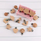 Kovict 5Pcs Beech Wooden Clips DIY Pacifier Chain Crafts Accessories