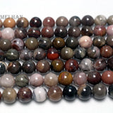 Meihan Natural Silicified Wood Smooth Loose Beads for DIY Jewelry Making