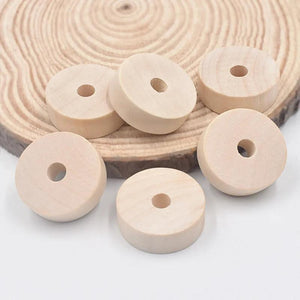 30x10mm Natural Wood Rondelle Beads for DIY Crafts 10pcs