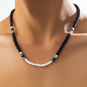 Vintage Surfer Wooden Chain Necklace Men Geometric Tribal Beads Choker