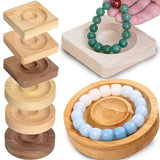 Wooden Round Jewelry Display Tray for Bracelets Charms Beaded Bracelet