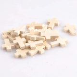 Natural Wooden Cross Geometric Spacer Beads 100pcs