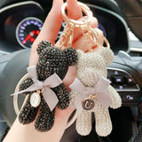 Rhinestone Bear Keychain Number Car Pendant Ring Holder Bag Llaveros