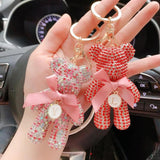 Rhinestone Bear Keychain Number Car Pendant Ring Holder Bag Llaveros