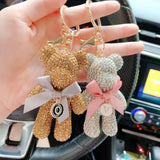 Rhinestone Bear Keychain Number Car Pendant Ring Holder Bag Llaveros