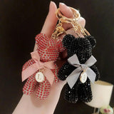 Rhinestone Bear Keychain Number Car Pendant Ring Holder Bag Llaveros