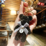 Rhinestone Bear Keychain Number Car Pendant Ring Holder Bag Llaveros
