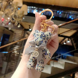 Rhinestone Bear Keychain Number Car Pendant Ring Holder Bag Llaveros