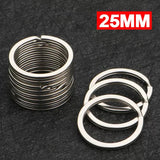 1-50Pcs Polished Silver Keyring Stainless Steel Hole Flat Key Ring Key Chain